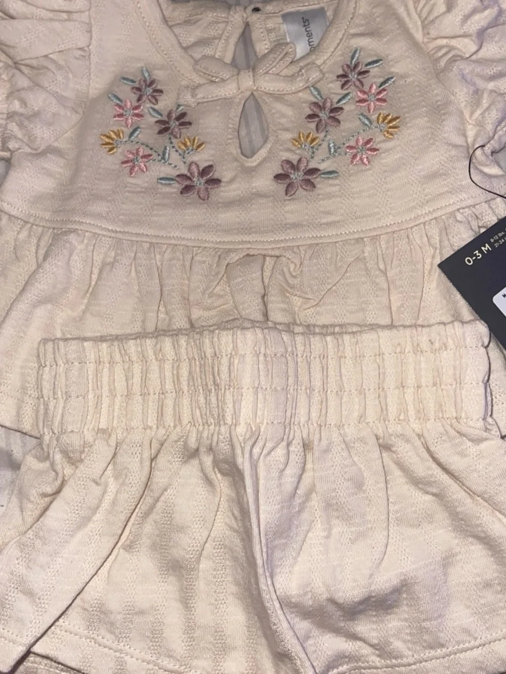 Gerber Cream Floral Embroidered Girls Matching Set